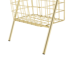 Scaffale di Design con 3 Cestini Rimovibili - Mobiletto in Metallo a Forma di Scala con 3 Contenitori - Portariviste, Portafrutta, Portaoggetti - Colore Ottone