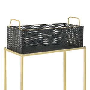 Set di 2 Portavasi in Metallo di Forma Rettangolare Supporto in Colore Ottone per Piante con Coprivaso Nero in 2 Altezze e Misure Diverse