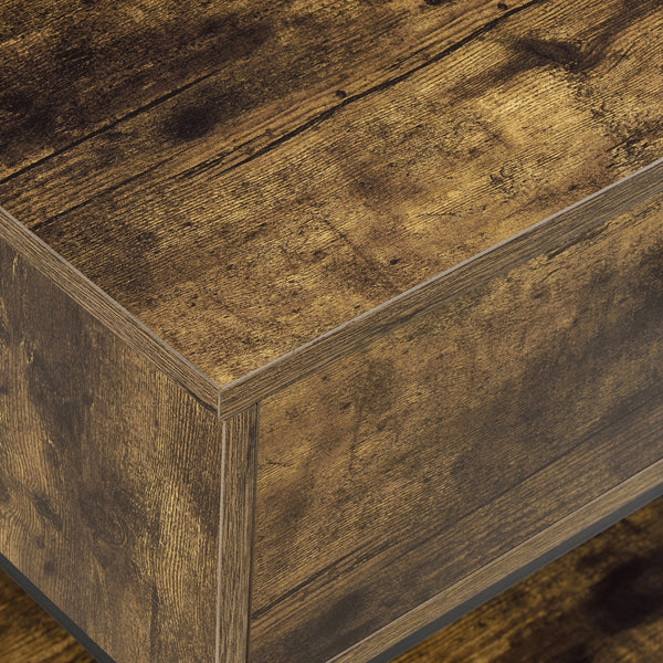 Comodino con Cassetto e Ripiano Portaoggetti (AxLaxP): 49 x 45 x 39 cm Tavolino da Divano su Telaio in Metallo Tavolo Basso da Salotto/Soggiorno/Camera da Letto - Effetto Legno Scuro