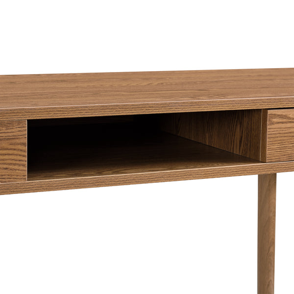 Scrivania Habo Tavolo con Cassetto e Scomparto Semichiuso 74x115x48 cm Color Legno Scuro [en.casa]