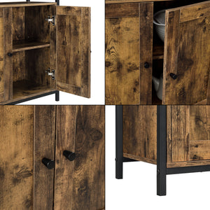 Tavolino laterale Aremark 79x60x30cm con scomparti a armadietto Tonalità legno scuro [en.casa]