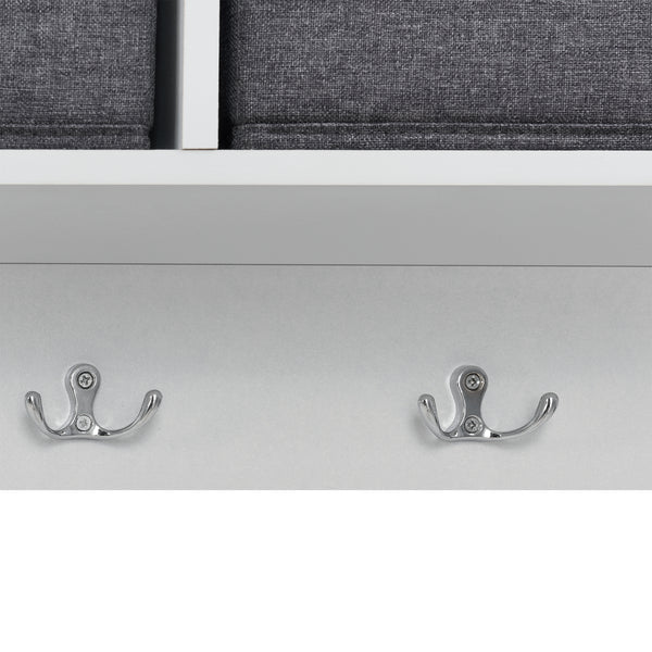 Appendiabiti da parete Horsens con scatole di stoccaggio 100x20x30cm Bianco/Grigio en.casa