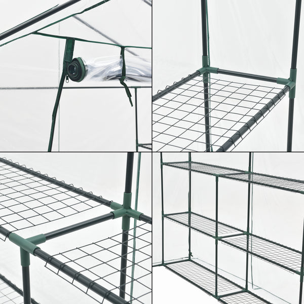 Serra da Giardino 'Grünau' con 6 Ripiani (LxPxA) 200 x 200 x 220 cm - Forma di Casetta [en.casa]