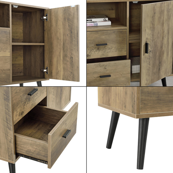 Sideboard Tingsryd 78x38x82cm Nero/Quercia [en.casa]