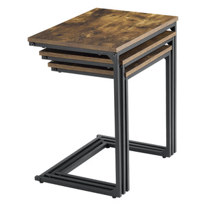 Set di tavolini Tjörn set da 3 pezzi tonalità legno scuro [en.casa]