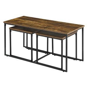Set di 3 Tavolini da Salotto Haparanda Forma di Cubo/Rettangolare - Color Legno Scuro/Nero [en.casa]