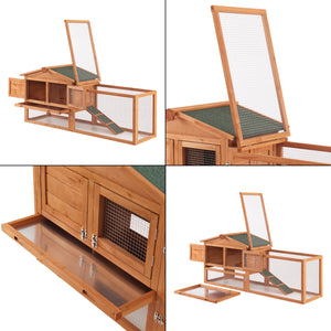 Gabbia per conigli Oberursel 68x156x52cm legno di abete [en.casa]