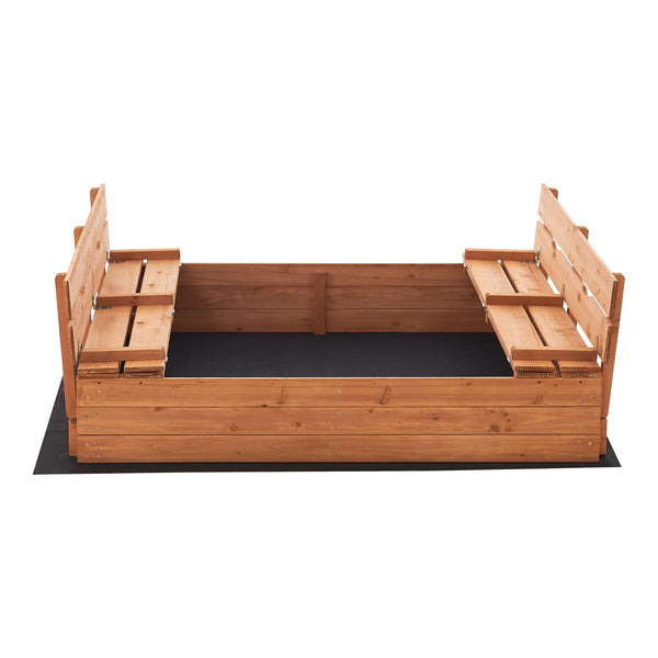 Sabbiera in Legno 'Campillos' con Panchine Integrate e Telo Permeabile - Chiudibile [en.casa]