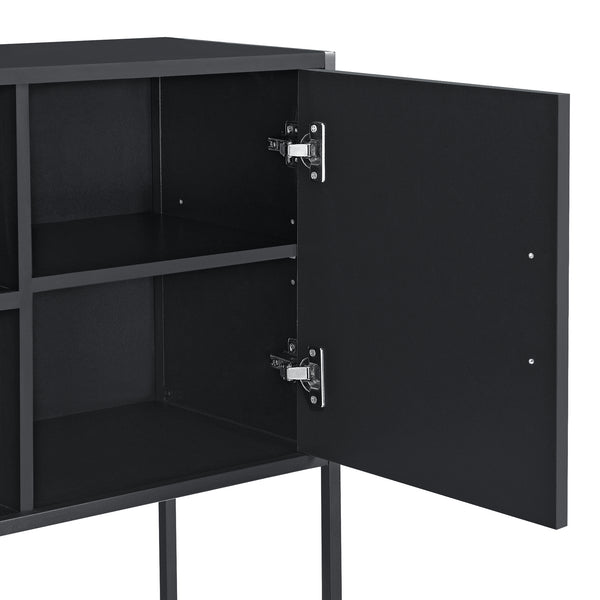 Sideboard Motala con ripiano e ante armadio Nero [en.casa]