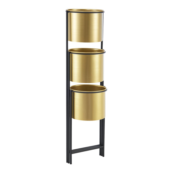 Porta piante Haasdonk 3 pz. Nero color ottone [en.casa]