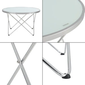 Tavolino Nikkeby struttura in metallo argento/effetto vetro latteo [en.casa]