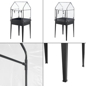 Aiola rialzata con serra Katwijk 60x60x152cm Acciaio Antracite [en.casa]