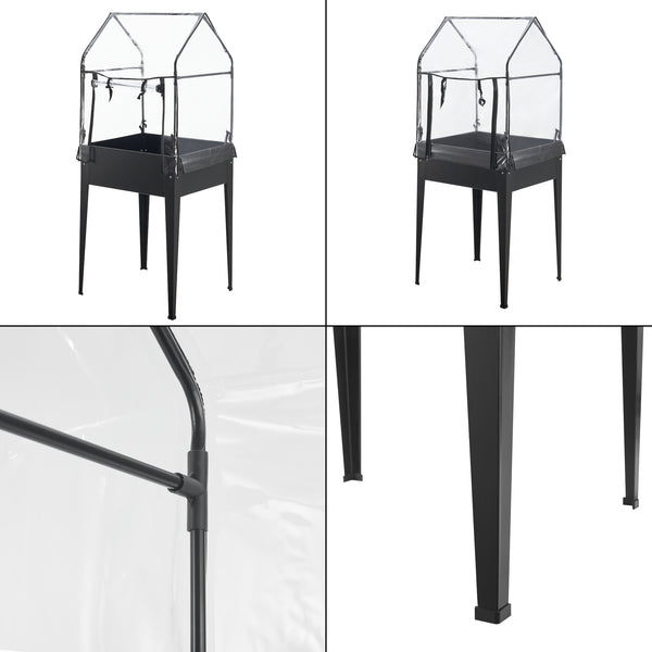 Aiola rialzata con serra Katwijk 60x60x152cm Acciaio Antracite [en.casa]