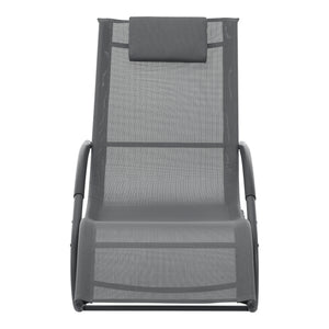 Lettino Prendisole a Dondolo Tarent'con Poggiatesta Rimovibile - Grigio Scuro [en.casa]