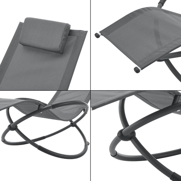 Lettino a dondolo Pulsano 150 kg Grigio scuro [en.casa]