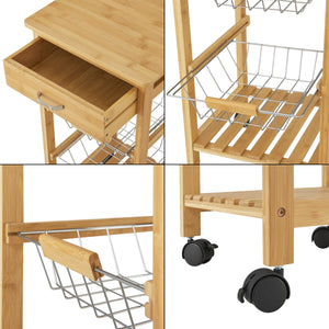 Carrello da cucina in bambù Stenungsund con cassetto 76x36x36cm [en.casa]