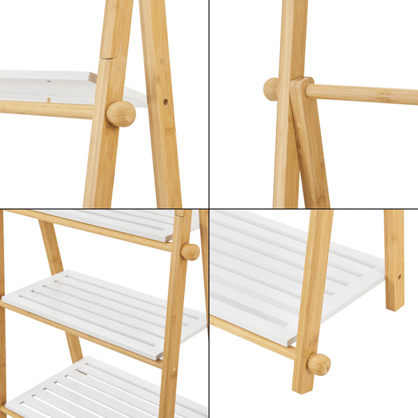 Scaffale da bagno in bambù Lapinjärvi con barre porta asciugamani [en.casa]