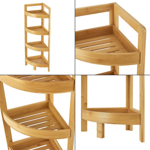 Mensola da bagno in bambù Lestijärvi Angolare con 4 ripiani 80x23x23cm [en.casa]
