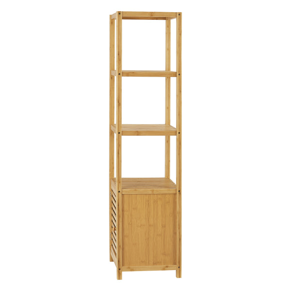 Scaffale in bambù Liminka Scaffale da bagno con anta 140x34x33cm [en.casa]