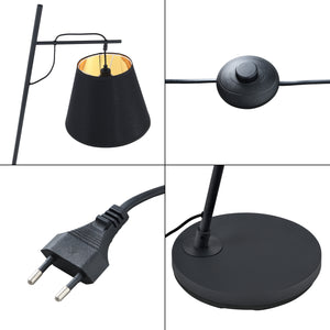 Lampada da Terra 'Nottingham' Piantana Pendente in Metallo con Paralume in Tessuto - Nero [lux.pro]