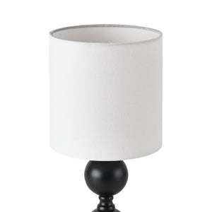 Lampada da Tavolo 'Wrexham' Base in Metallo Nero, Paralume / Abat-jour in Tessuto Bianco [lux.pro] 