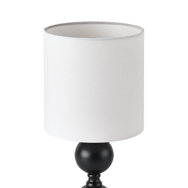 Lampada da Tavolo 'Wrexham' Base in Metallo Nero, Paralume / Abat-jour in Tessuto Bianco [lux.pro] 
