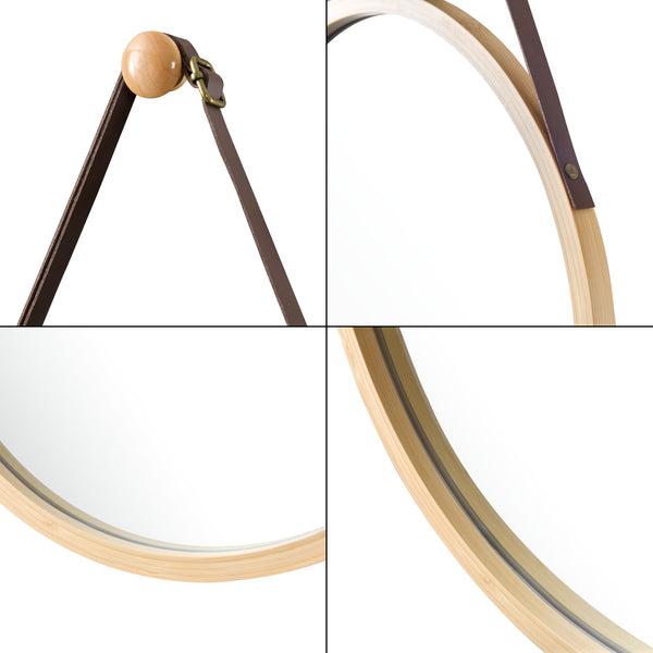 Specchio da parete in bambù Bykle rotondo 38 cm [en.casa]