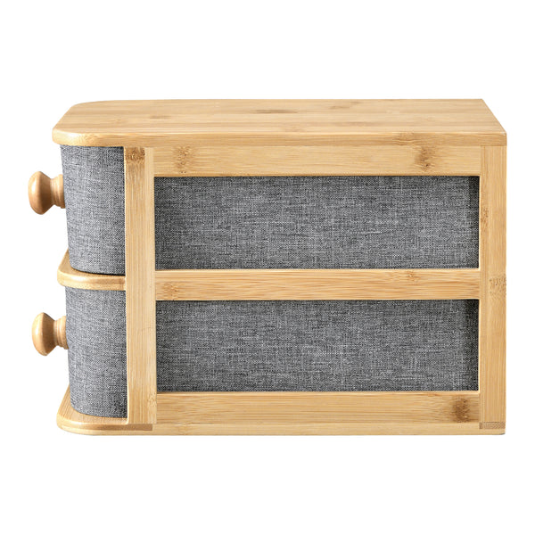 Organizzatore da Tavolo 'Arsivik' Mini Cassettiere con Contenitori in Tessuto e Struttura in Bambù [en.casa]