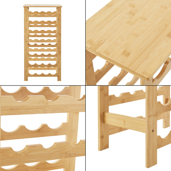 Portabottiglie Äänekoski 94x47x29 cm Bambù Naturale [en.casa]