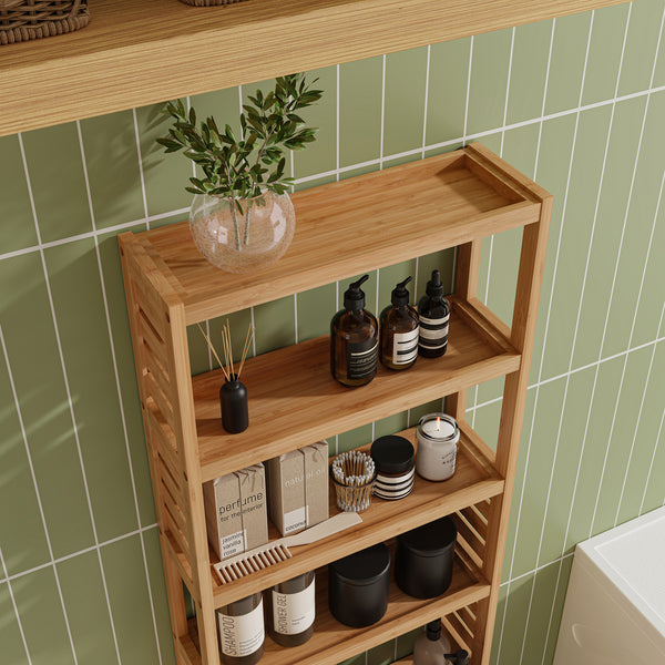 Scaffale in bambù 'Forssa' Mobile da Stoccaggio per Cucina / Bagno [en.casa] 
