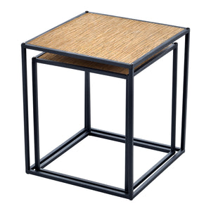 Set di 2 Tavolini Sovrapponibili 'Grindavik' a Forma di Cubo - Color Legno/Nero [en.casa] 