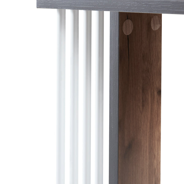 Tavolino Basso con Rotelle 'Haarby' Consolle da Divano a 2 Piani - Rovere [en.casa]