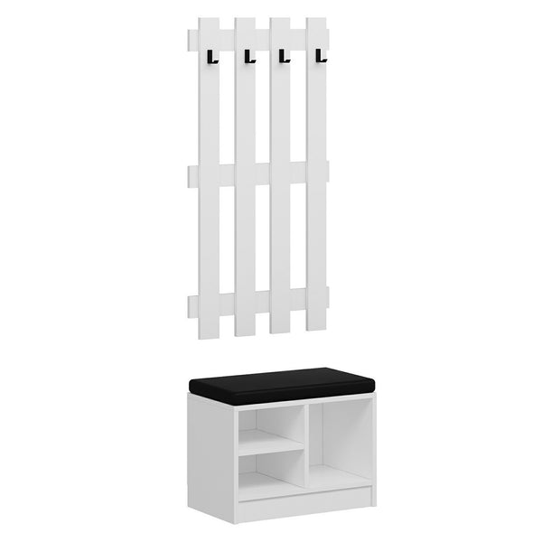 Pannello appendiabiti con panca porta scarpe Farum Bianco [en.casa]