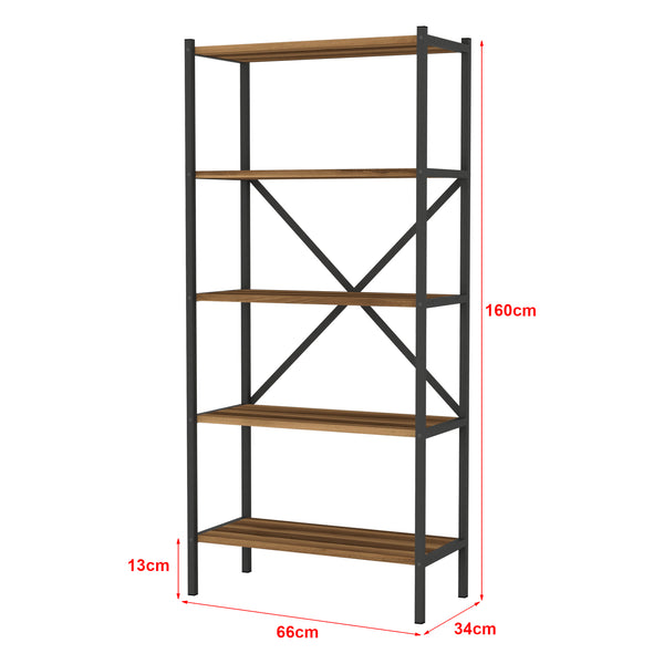 Scaffale da cucina Tomelilla 160x66x34 cm Noce/Antracite [en.casa]