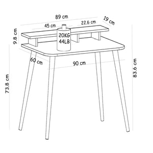 Scrivania con Supporto di Rialzo Monitor 'Östhammar' Tavolo da Studio Postazione di Lavoro - Bianco [en.casa]