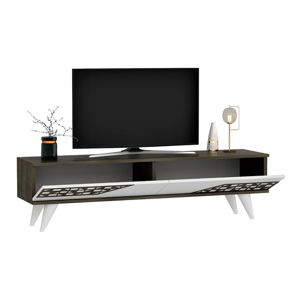 Tavolino TV Örkelljunga 40x120x30 cm Bianco / Noce [en.casa]