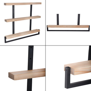 Mensola da parete Nykøbing con 3 ripiani Naturale/Nero [en.casa]