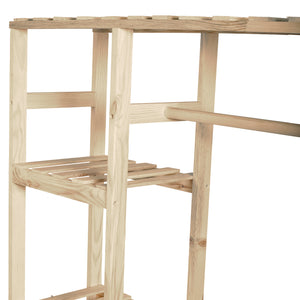 Stand Appendiabiti 'Smørum' 160 x 100 x 30 cm Organizzatore Guardaroba con Barra Porta Abiti e Ripiani Laterali Struttura in Legno di Pino [en.casa]