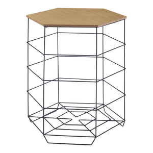 Set di tavolini Hørsholm set da 2 cestino in metallo nero / colore legno [en.casa]