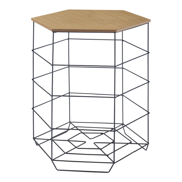 Set di tavolini Hørsholm set da 2 cestino in metallo nero / colore legno [en.casa]