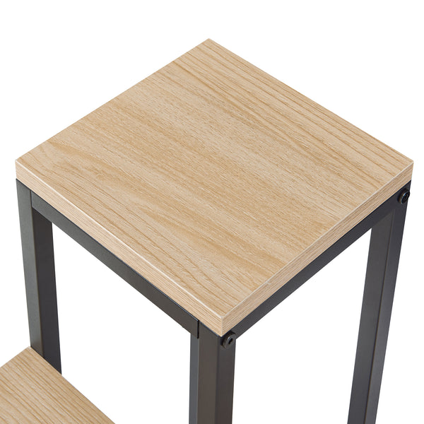 Scaffale Porta Piante Ameland a Gradoni con 4 Ripiani 67 x 34 x 34 cm - Nero / Effetto Rovere [en.casa]