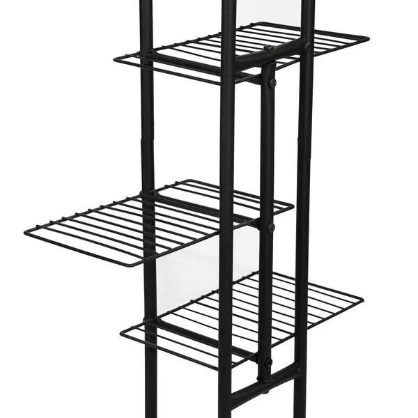 Scaffale Portapiante 'Beek' Mobile Espositore con Ripiani a Rete Organizzatore in Metallo per Vasi e Piante Portafiori - Nero [en.casa]