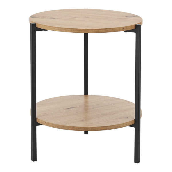Tavolino laterale Kuopio 50xØ40cm Nero/effetto legno [en.casa]
