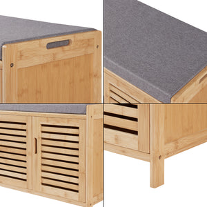 Scarpiera Selk con seduta in bambù [en.casa]