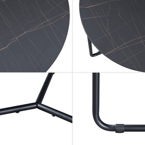 Tavolino da salotto Poxdorf 2 pz. effetto marmo, nero [en.casa]