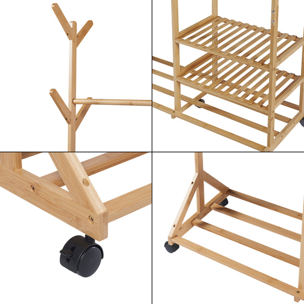 Appendiabiti su ruote Ikaalinen in bambù [en.casa]