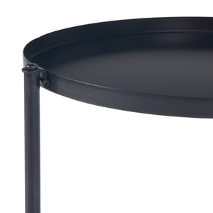 Portavasi Ostre Portafiori a 3 Livelli con Sottovasi Rotondi - Metallo Nero [en.casa] 