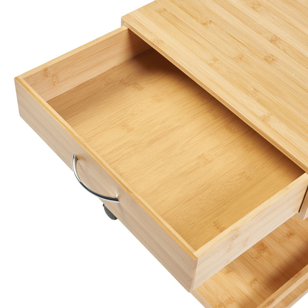Comodino Jokkmokk a 4 Rotelle e Cassetto - Bambù Naturale [en.casa] 