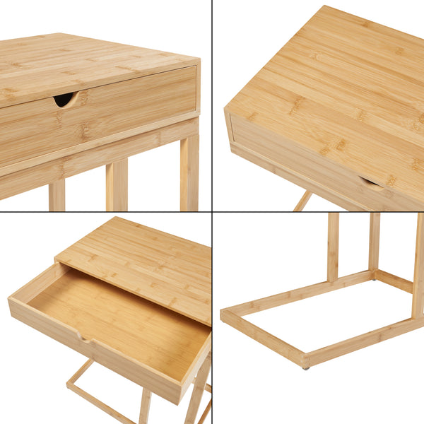 Tavolo Ergonomico da Divano Kåfjord 68 x 55 x 35 cm Bambù Naturale [en.casa] 