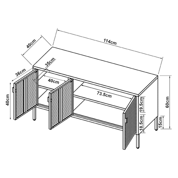 Mobile TV Castelli 114 x 40 x 60 cm Acciaio [en.casa]